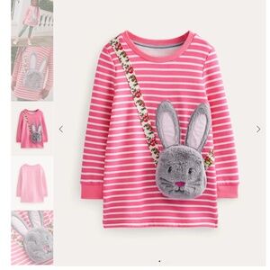 $49 EUC MINI BODEN APPLIQUE POCKET TUNIC SZ 7-8 girls fleece top